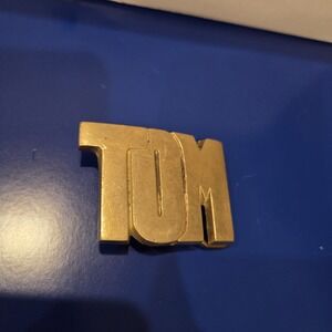 Vintage TOM Name Solid Brass Block Letter Belt Buckle Taiwan